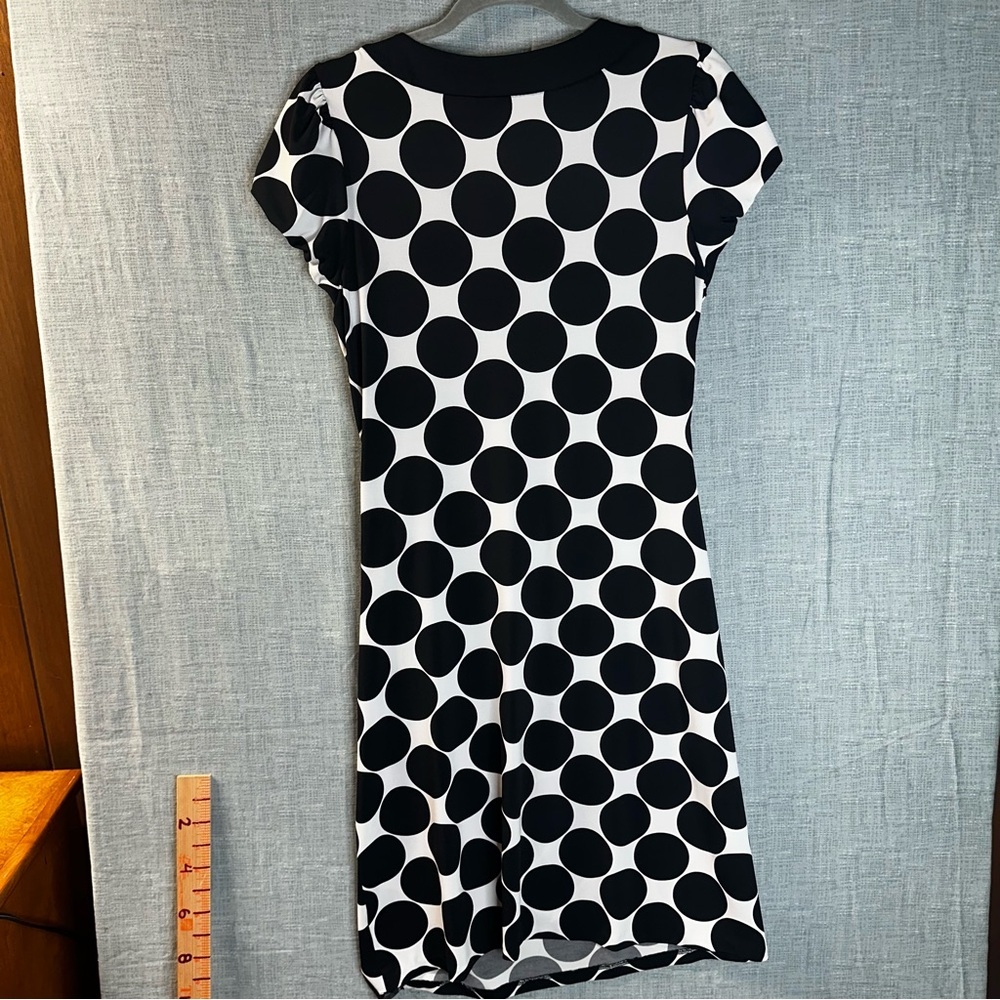 INC International Concepts Petite Polka Dot Faux Wrap Dress Black White Large PL - Picture 6 of 10